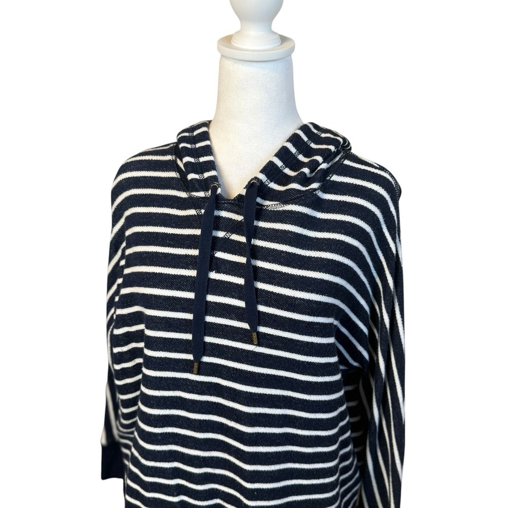 Lauren Jeans Co‎ Ralph Lauren Navy Blue White Striped Hoodie Size Large Nautical
